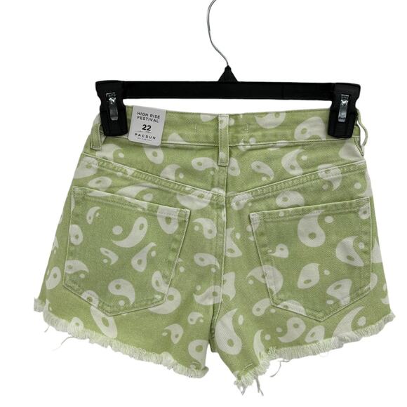 PacSun Green Eco Yin & Yang High Waisted Cotton Denim Festival Shorts - Picture 7 of 11